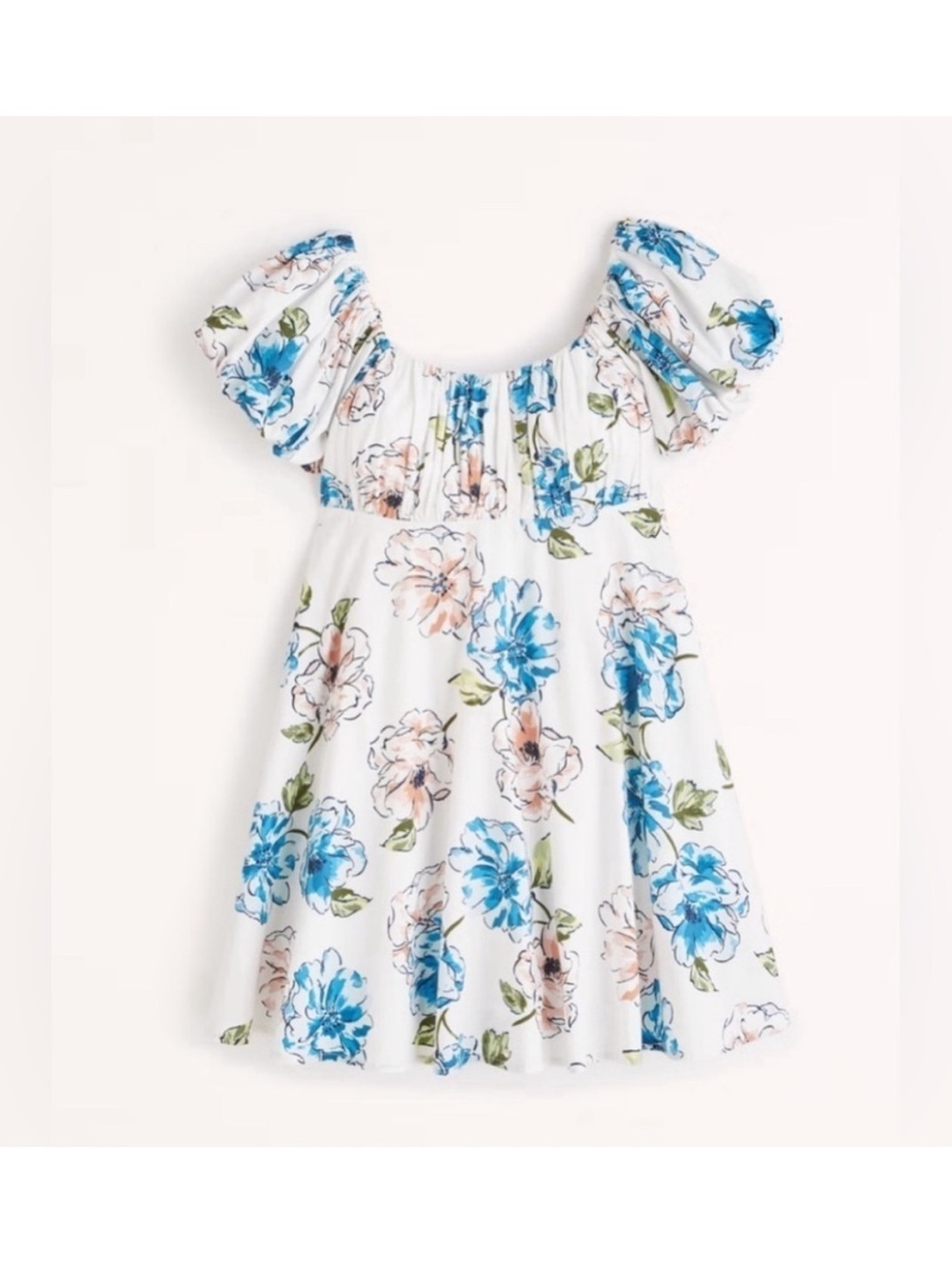 Abercrombie & Fitch Ruched Puff Sleeve Mini Dress Size XS Tall - Picture 6 of 15